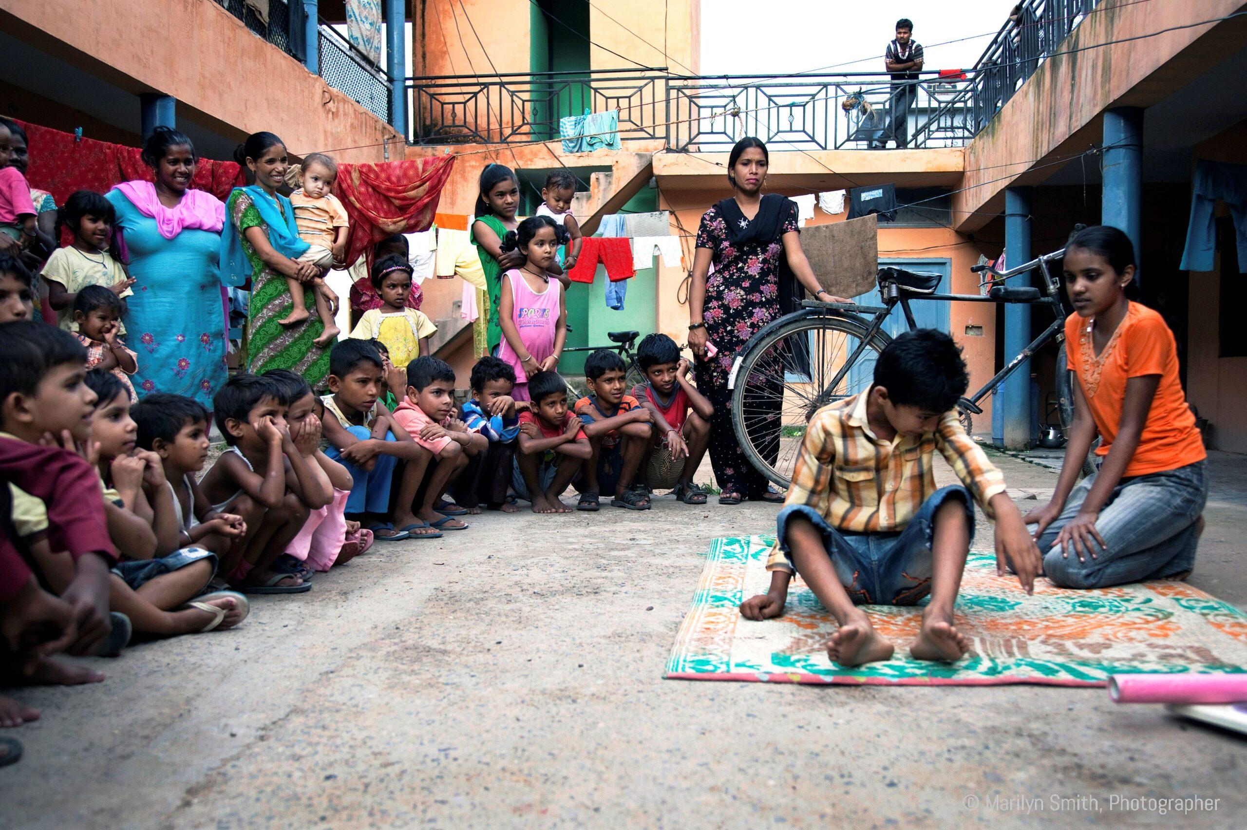 On the CASE kids do street theatre to teach health and nutrition.