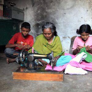 Being able to sew simple things at home empowers women and young people to earn an income.