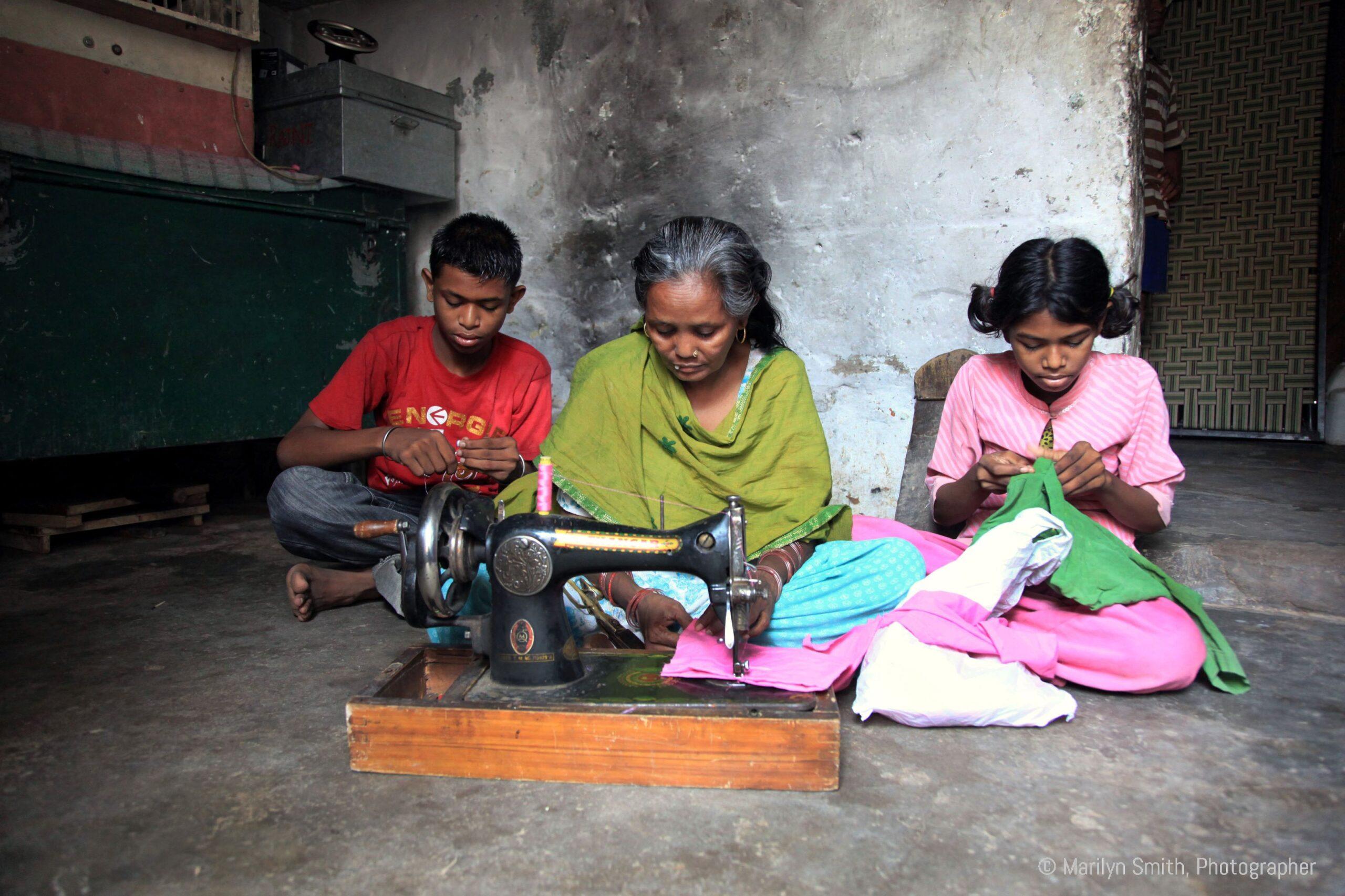 Being able to sew simple things at home empowers women and young people to earn an income.